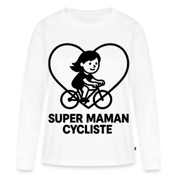 Super Cycling Mom – Cœur vélo cyclisme - Frauen Premium Bio Langarmshirt - Weiß - Vorne - Julia (174cm)