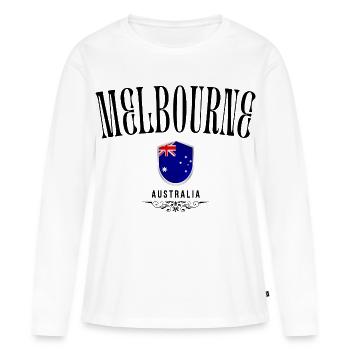 Souvenir Melbourne, Melbourne Australie - T-shirt manches longues Premium bio Femme - blanc - Devant - Julia (174cm)