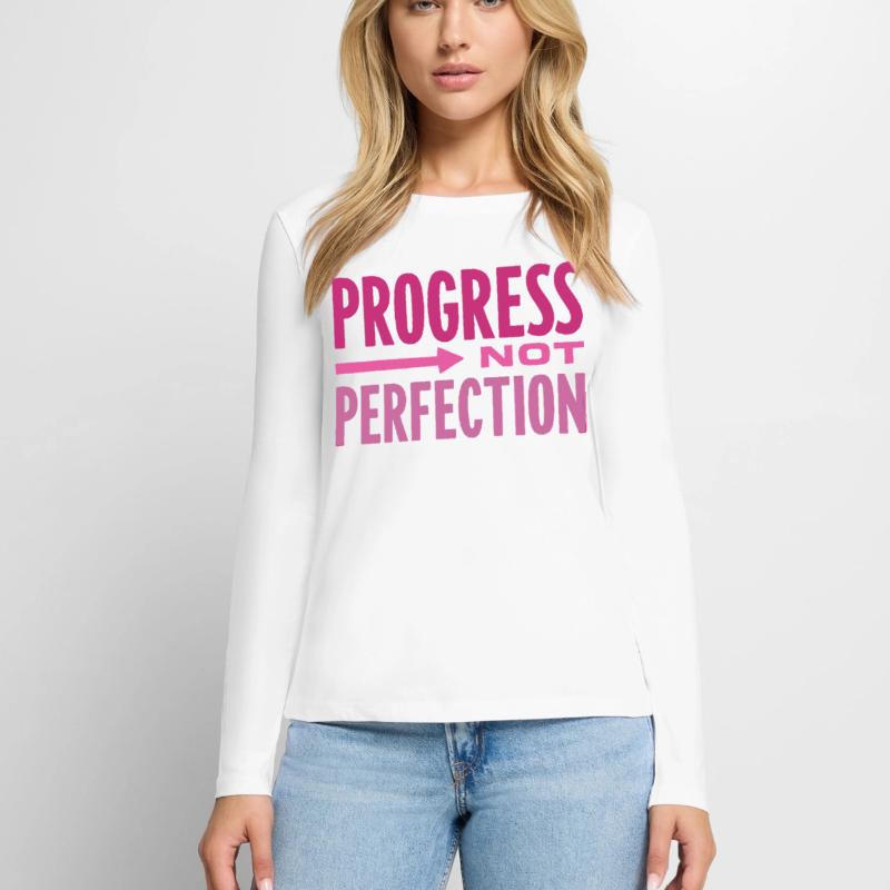 Le progrès, pas la perfection Le progrès compte T-shirt manches longues Premium bio Femme