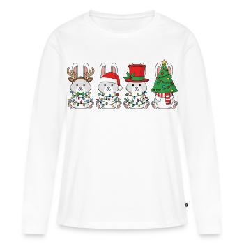 Kaninchen Weihnachtsmann Weihnachtsbeleuchtung - Frauen Premium Bio Langarmshirt - Weiß - Vorne - Julia (174cm)