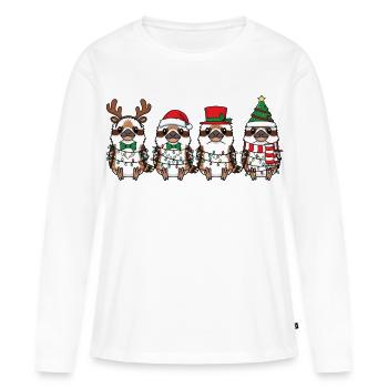 Le Père Noël Hans rieur - T-shirt manches longues Premium bio Femme - blanc - Devant - Julia (174cm)