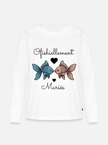 Ofishiellement Ehe-Humor-Pfirsich-Hochzeitspaar - Frauen Premium Bio Langarmshirt - Weiß