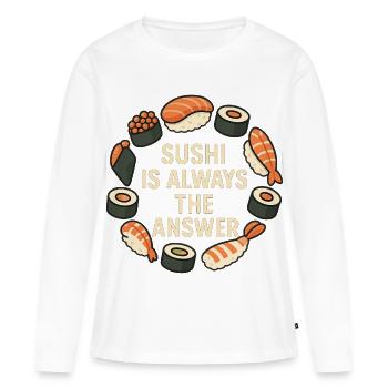 Le sushi est toujours la solution - T-shirt manches longues Premium bio Femme - blanc - Devant - Julia (174cm)