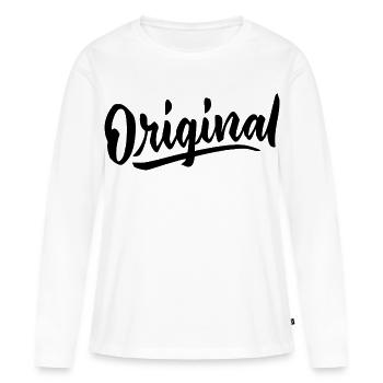 Original Unique Design Exclusif Création Tendance - T-shirt manches longues Premium bio Femme - blanc - Devant - Julia (174cm)