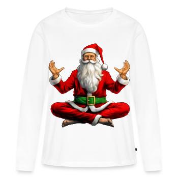 Noël des yogis - T-shirt manches longues Premium bio Femme - blanc - Devant - Julia (174cm)