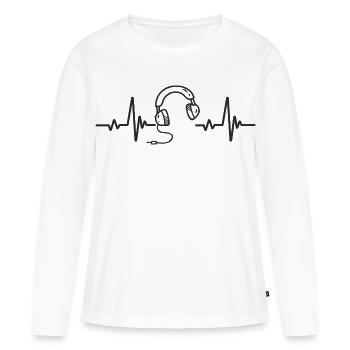 Kopfhörer Musik Hören Rhythmus Herz Leidenschaft - Frauen Premium Bio Langarmshirt - Weiß - Vorne - Julia (174cm)