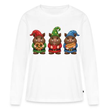 Wildschwein Weihnachten Jäger Keiler - Frauen Premium Bio Langarmshirt - Weiß - Vorne - Julia (174cm)