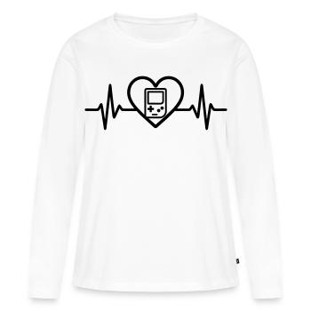 Heart Retrogaming – Console rétro portable - T-shirt manches longues Premium bio Femme - blanc - Devant - Julia (174cm)