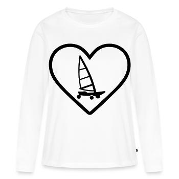 Cuore Carro A Vela – Passione Vento - T-shirt manches longues Premium bio Femme - blanc - Devant - Julia (174cm)