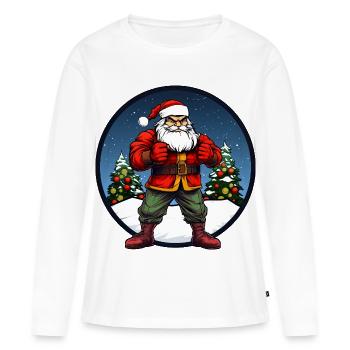 Noël de combattant - T-shirt manches longues Premium bio Femme - blanc - Devant - Julia (174cm)