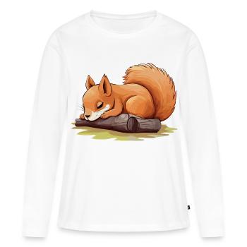 Eichhörnchen Süß Niedlich Baby Kinder Tier Cartoon - Frauen Premium Bio Langarmshirt - Weiß - Vorne - Julia (174cm)