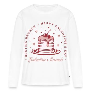 Esthétique du brunch de la Saint-Valentin pour les meilleures amies de Galentine - T-shirt manches longues Premium bio Femme - blanc - Devant - Julia (174cm)