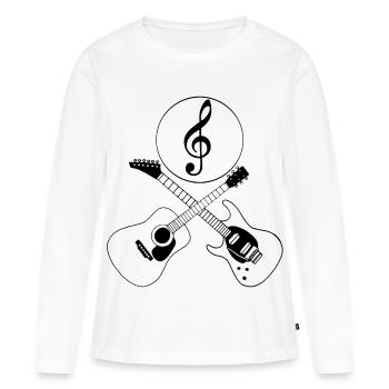 Guitares et clé de sol - T-shirt manches longues Premium bio Femme - blanc - Devant - Julia (174cm)
