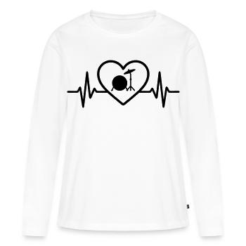 Cymbales de cœur Caisses Grosse Caisse - T-shirt manches longues Premium bio Femme - blanc - Devant - Julia (174cm)