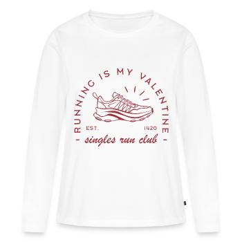 La course est mon club de course drôle pour célibataires de la Saint-Valentin - T-shirt manches longues Premium bio Femme - blanc - Devant - Julia (174cm)