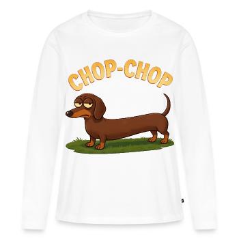 Dessin animé Dachshund Chop-Chop - T-shirt manches longues Premium bio Femme - blanc - Devant - Julia (174cm)