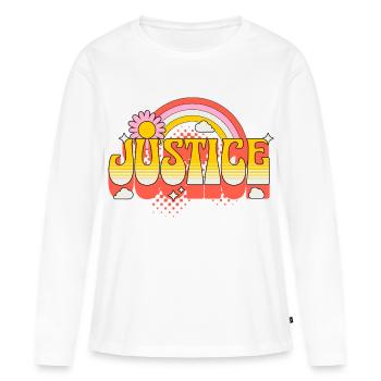 Justice Justice Liberté Tolérance de la paix - T-shirt manches longues Premium bio Femme - blanc - Devant - Julia (174cm)
