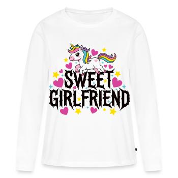 Couple de Valentines licorne - T-shirt manches longues Premium bio Femme - blanc - Devant - Julia (174cm)