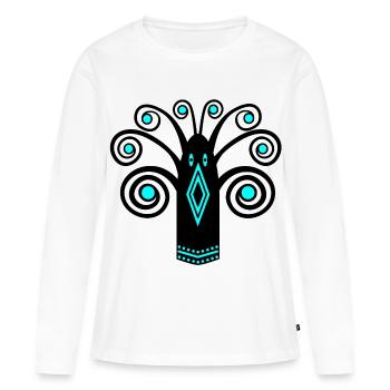 Graphique d’oiseaux - T-shirt manches longues Premium bio Femme - blanc - Devant - Julia (174cm)