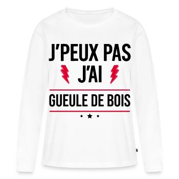 J’peux pas j’ai gueule de bois Humour Apéro - T-shirt manches longues Premium bio Femme - blanc - Devant - Julia (174cm)