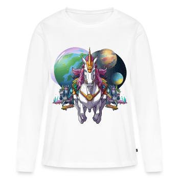 Héros Cheval Mech Galactique - T-shirt manches longues Premium bio Femme - blanc - Devant - Julia (174cm)