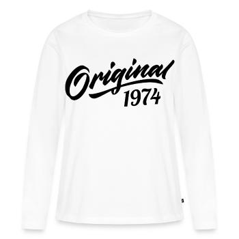 Vintage 1974 Anniversaire 1974 Original 1974  - T-shirt manches longues Premium bio Femme - blanc - Devant - Julia (174cm)