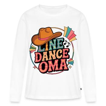 Line Dance Oma Retro - Frauen Premium Bio Langarmshirt - Weiß - Vorne - Julia (174cm)