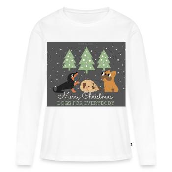Frohe Weihnachten Hunde für alle - Frauen Premium Bio Langarmshirt - Weiß - Vorne - Julia (174cm)