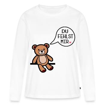 Du fehlst mir - Bär - Frauen Premium Bio Langarmshirt - Weiß - Vorne - Julia (174cm)
