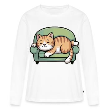 Sleeping cat on sofa - Women's Premium Organic Long Sleeve Shirt - white - Front - Julia (174cm)