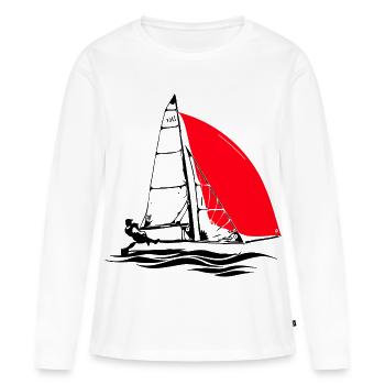 Régate de Voilier Dériveur Jeunesse 29er Voilière - T-shirt manches longues Premium bio Femme - blanc - Devant - Julia (174cm)