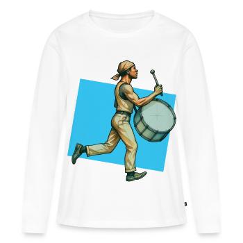 DRUMMER #1  - sound & vision - T-shirt manches longues Premium bio Femme - blanc - Devant - Julia (174cm)