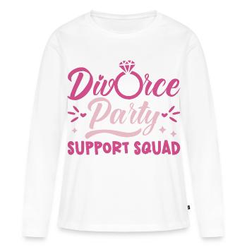 Divorce Party Cadeau Humour Amis Soirée de Rupture - T-shirt manches longues Premium bio Femme - blanc - Devant - Julia (174cm)
