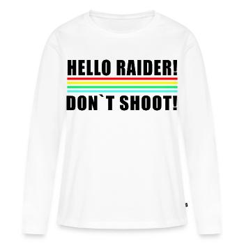 Hello Raider Neon Stripes in Retro Colors don't shot - Women's Premium Organic Long Sleeve Shirt - white - Front - Julia (174cm)