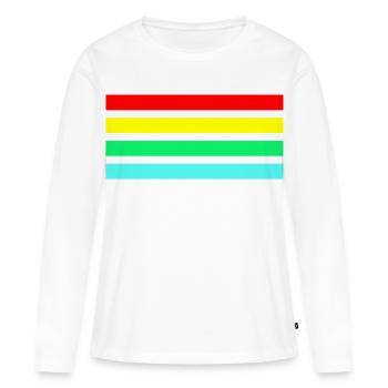 Retro Neonfarbige arc Streifenkomposition - Frauen Premium Bio Langarmshirt - Weiß - Vorne - Julia (174cm)