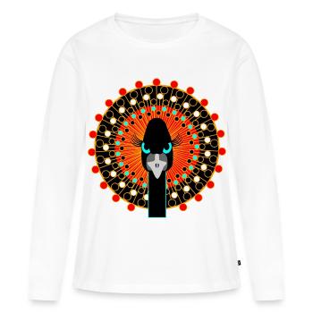 Oiseau avec attitude - T-shirt manches longues Premium bio Femme - blanc - Devant - Julia (174cm)