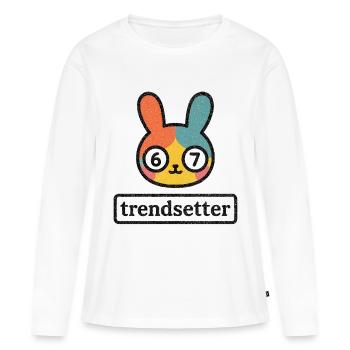 Bunny 67: Trendsetter - Frauen Premium Bio Langarmshirt - Weiß - Vorne - Julia (174cm)