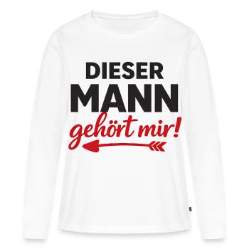 CET HOMME m’appartient Cadeau de partenaire pour les couples - T-shirt manches longues Premium bio Femme - blanc - Devant - Julia (174cm)