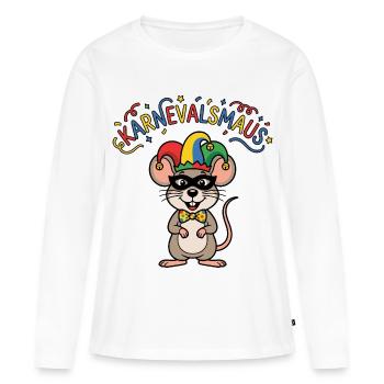 Souris de carnaval Souris de Cologne Souris de carnaval - T-shirt manches longues Premium bio Femme - blanc - Devant - Julia (174cm)