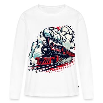 Locomotive à vapeur - T-shirt manches longues Premium bio Femme - blanc - Devant - Julia (174cm)
