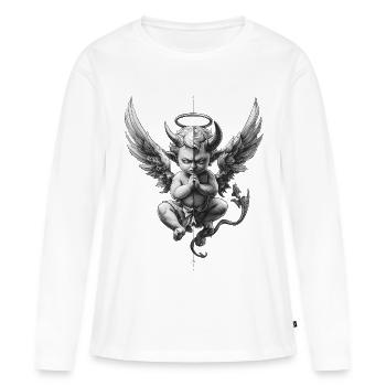 Anges et Démons : Noir et Blanc - T-shirt manches longues Premium bio Femme - blanc - Devant - Julia (174cm)