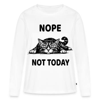 Non, pas aujourd’hui, chat drôle de design apathique - T-shirt manches longues Premium bio Femme - blanc - Devant - Julia (174cm)