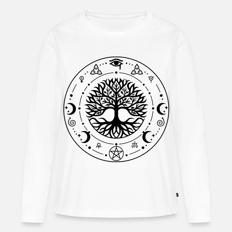 Heiliger Baum des Lebens - Frauen Premium Bio Langarmshirt - Weiß