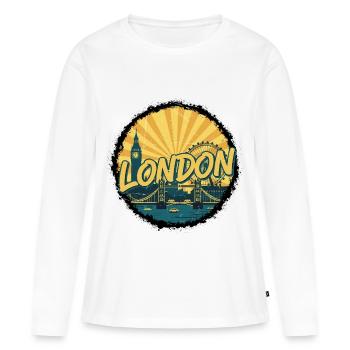 Insigne rétro du London City Skyline Tower Bridge - T-shirt manches longues Premium bio Femme - blanc - Devant - Julia (174cm)
