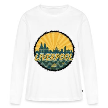 Écusson vintage du Liverpool Skyline Liver Building - T-shirt manches longues Premium bio Femme - blanc - Devant - Julia (174cm)