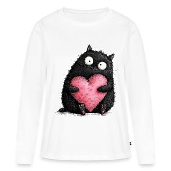 Amour des chats - T-shirt manches longues Premium bio Femme - blanc - Devant - Julia (174cm)