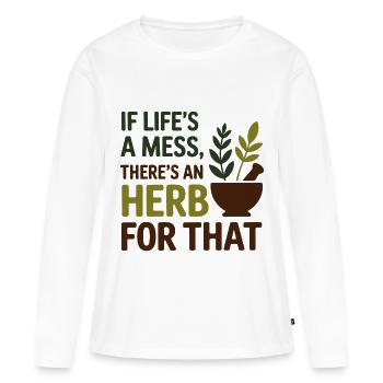 La vie d’herboriste est un désordre pour ce professionnel - T-shirt manches longues Premium bio Femme - blanc - Devant - Julia (174cm)