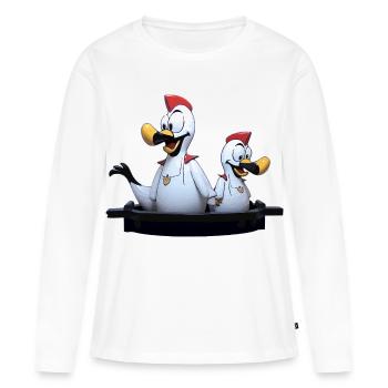 Duo de mouettes sur la jetée - T-shirt manches longues Premium bio Femme - blanc - Devant - Julia (174cm)