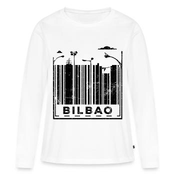 Code-barres de Bilbao - T-shirt manches longues Premium bio Femme - blanc - Devant - Julia (174cm)