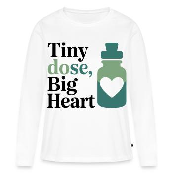 Équipement professionnel pour homéopathie Petite Dose Big Heart - T-shirt manches longues Premium bio Femme - blanc - Devant - Julia (174cm)
